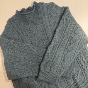 Aran Crafts Mens Cable Knit Fisherman’s Sweater Marled Wool XL